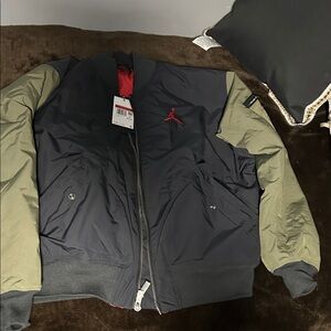 Jordan Men's Black and Olive Bomber Jacket